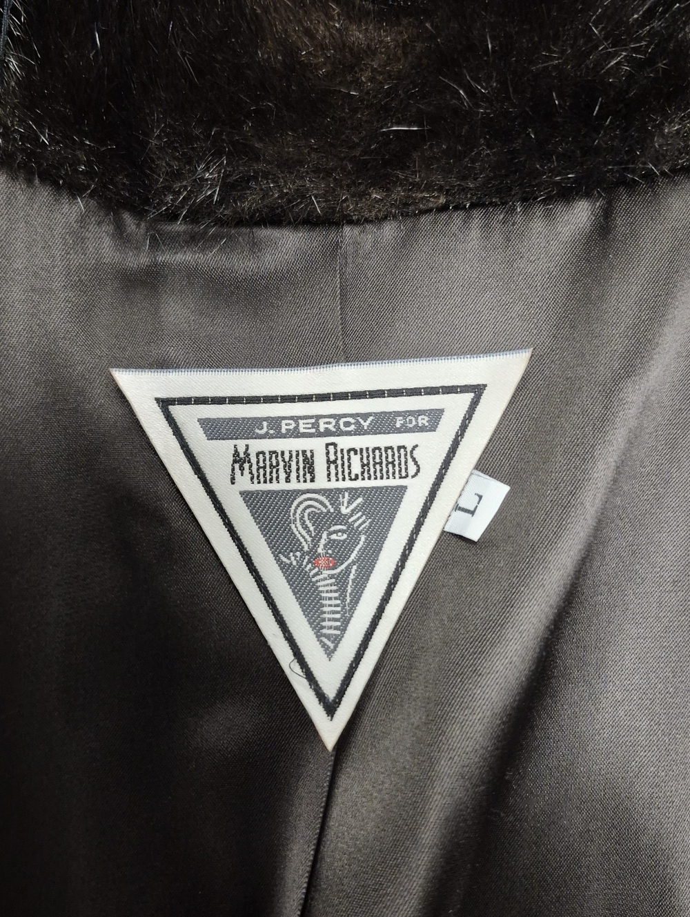 Vtg J. Percy Marvin Richards Faux Fur Coat Long Mink Style Brown Large USA - Picture 2 of 9